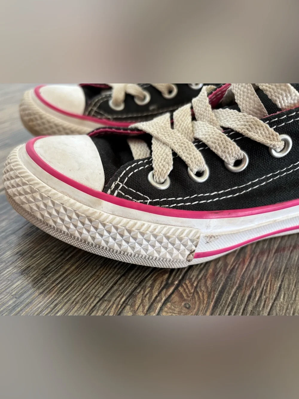 Converse Chuck Taylor Double Tongue Oxford Low Top Sneakers Jrs Sz 11 Black Pink
